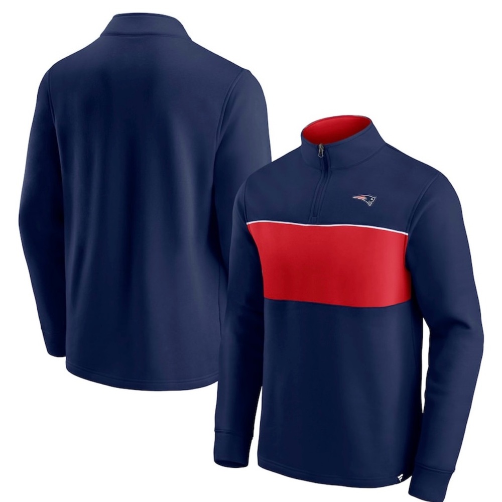 Fanatics New England Patriots Block Party Quarter-Zip Jacket - Navy/Red Size XL